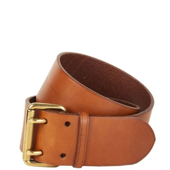 Ralph Lauren Wide Italian Calfskin Leather Double Prong Roller Buckle Belt - Picture 6 of 16